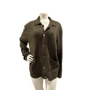 Alex Mill Donegal 100% Extra Fine Merino Wool Cardigan in Olive Green Size M